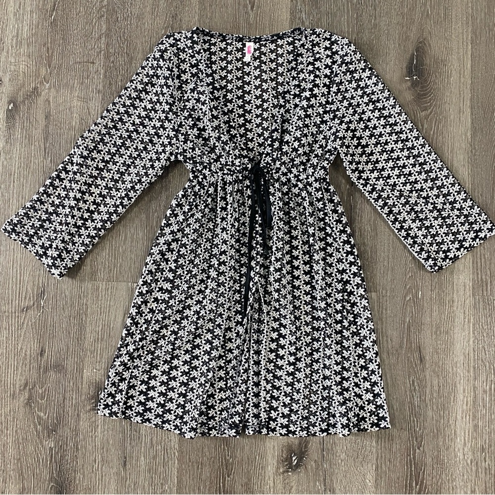 Eyelet Swim Coverup Beachwear Womens Size Medium Long Sleeve Adjustable Waist